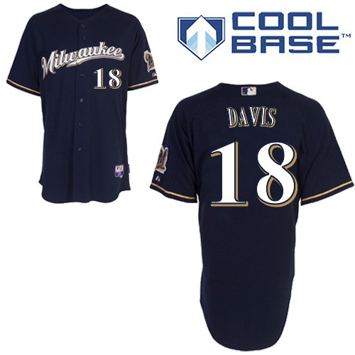 Khris Davis #18 MLB Jersey-Milwaukee Brewers Men's Authentic Alternate 2 Baseball Jersey